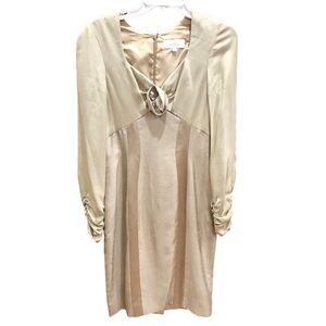 Vintage Lyn Kohls Ivory Cream Long Sleeve MIDI Dress Sz 4